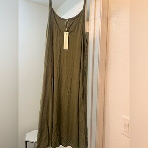 Green Midi Sundress with Spaghetti Strap